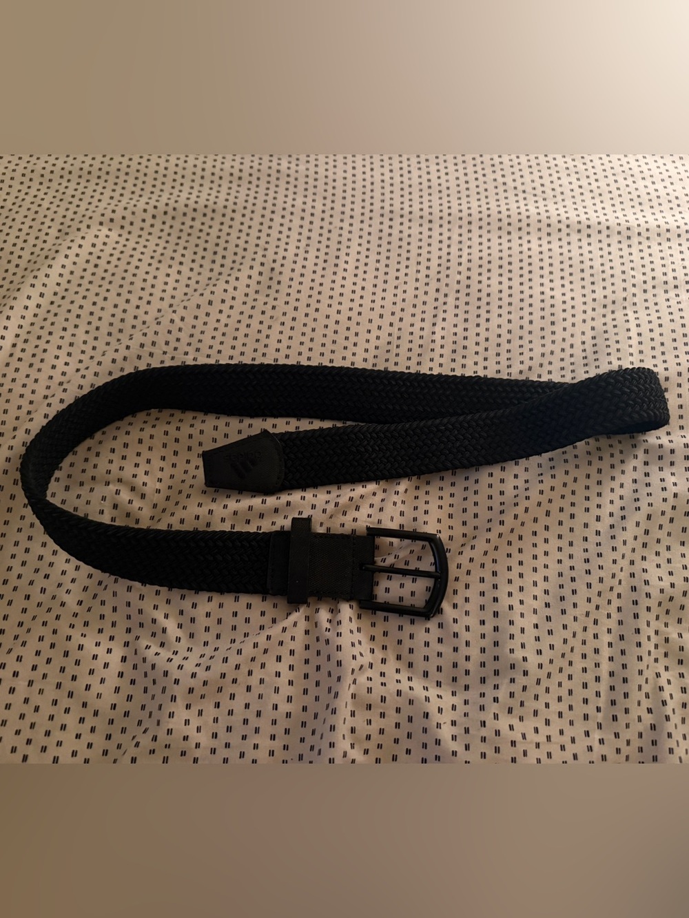 adidas Black Woven Elastic Belt with Matte Buckle